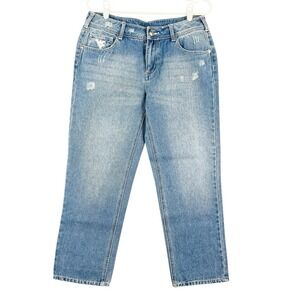 Alyssa Milano G for Her Women's Crop Jeans Size 4 Distressed Tapered Blue Cotton